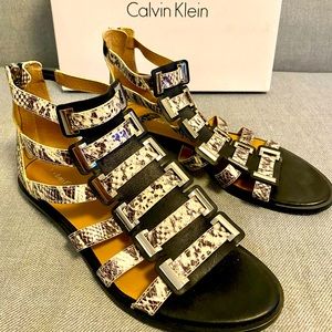 Calvin Klein leather sandals - snake print